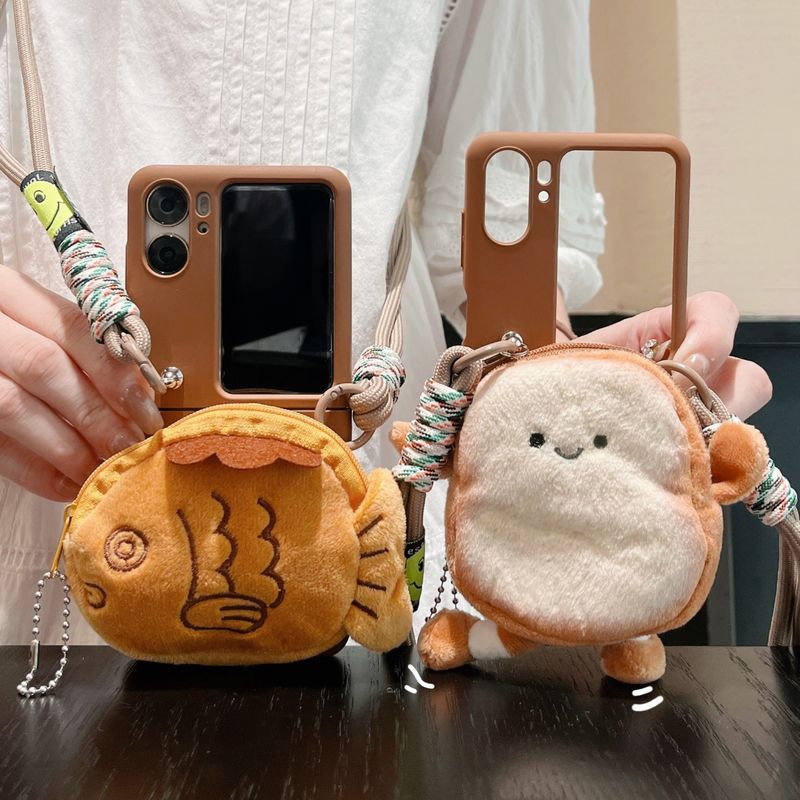 Korean style ins plush coin purse crossbody applicable OPPO Find N3 flip folding screen PC hard case protective cover_voghion.com