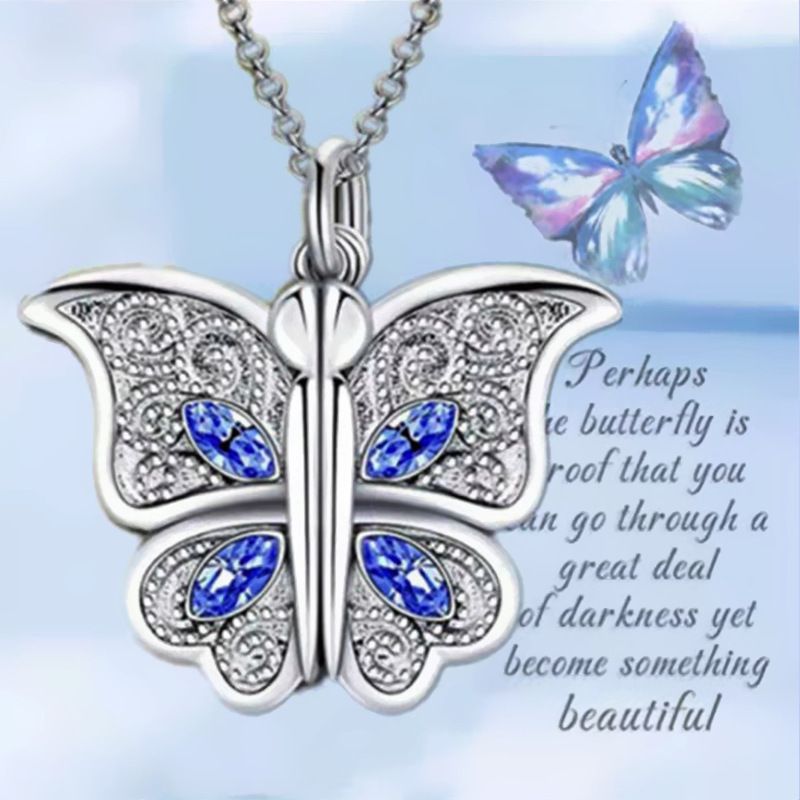 Naujas deimantinis drugelio rinkinys, skirtas moterims atidaryti, I Love You Heart pakabukas karoliai_voghion.com