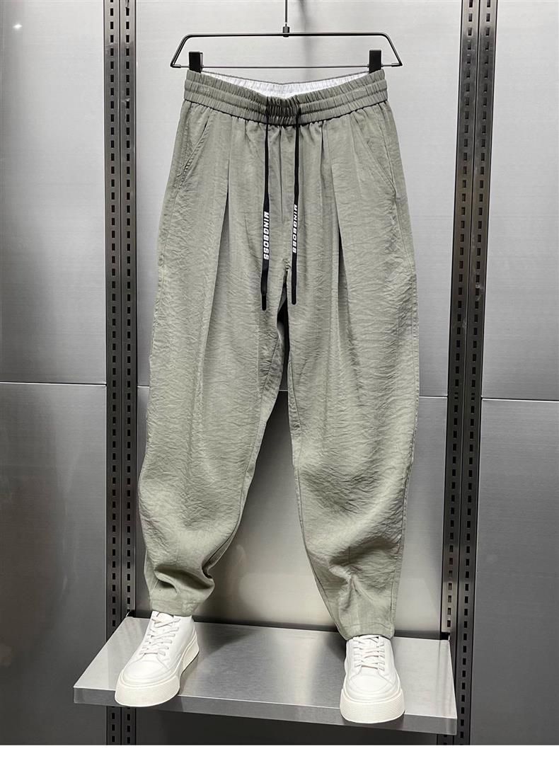 Men's Clothing 2024 Summer New Cotton and Linen Ultra thin Casual Pants Men's Breathable Drape Pants Trendy Loose Harem Carrot Pants_voghion.com