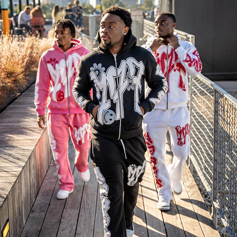 Men's Clothing Hip Hop Streetwear Hoodie & Jogger Set - Printed Graphic Pullover With Matching Pants - Loose Fit Casual Outfit For Winter_voghion.com