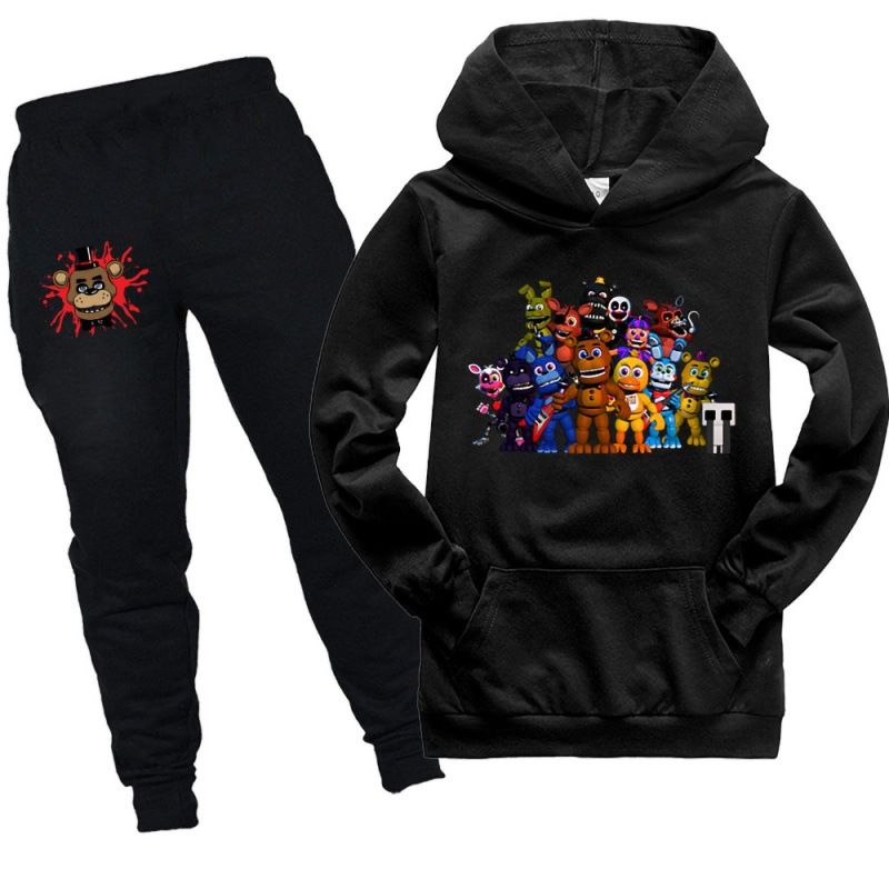 100-170 Size Pattern Pocket Sweatshirt Hoodie + Long Pants 2-Piece Set PK1854_voghion.com