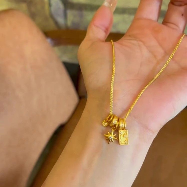 Collier à pampilles en or de style chinois, nouvelle collection, polyvalent, exquis, personnalité, cercle complet, anneau de course éclaircissant_voghion.com