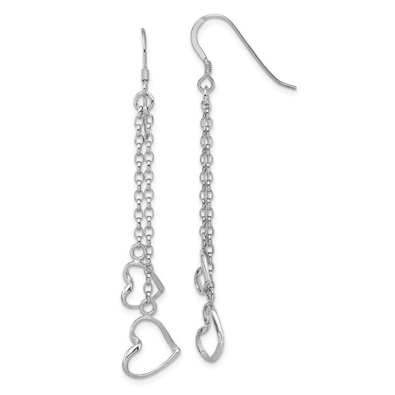 Sterling Silver Rhodium-plated Heart Dangle Shepherd Hook Earrings_voghion.com