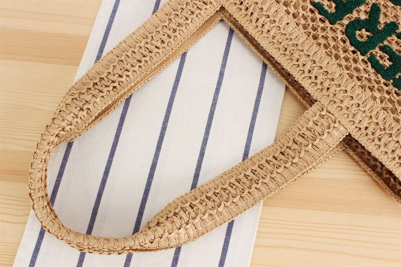 Letter large capacity straw bag new fashion business commuter shoulder bag niche straw bag_voghion.com
