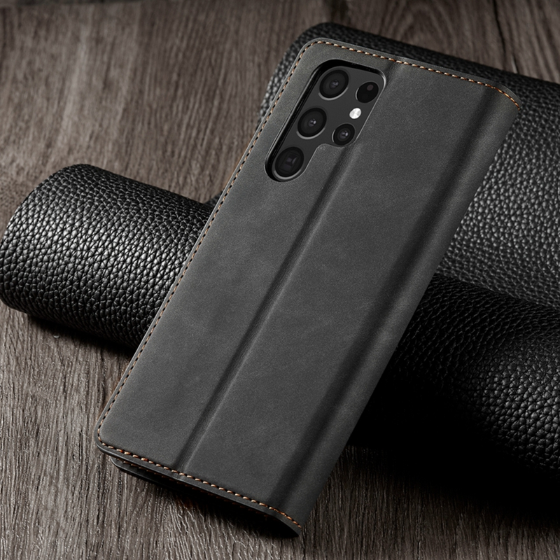 Maciņš ar kartes nodalījumu, foto rāmis, statīvs, magnētisks, atverams PU ādas maciņš priekš Samsung Galaxy Ultra Plus S24+ S24 vāciņš_voghion.com
