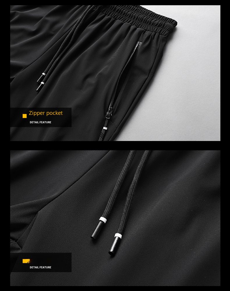 Eisseidenhose Herren Sommer Dünne Schnelltrocknende Sporthose Lockere Klimaanlagenhose Ice Cool Atmungsaktive Große Freizeithose_voghion.com