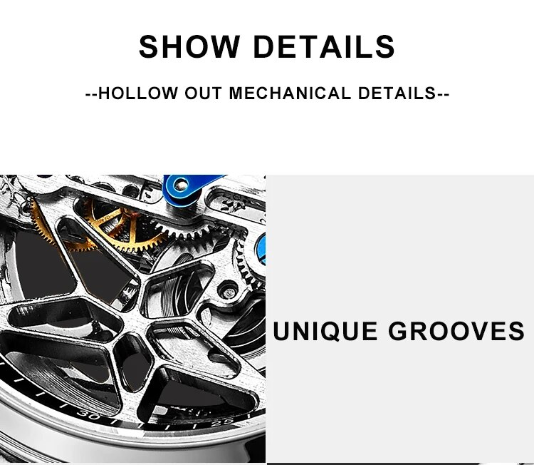 AILANG Fashion Skeleton Mechanical Watch Top Brand Luxury Men's Steampunk Transparent Hollow Automatic Watch Relogio Masculino_voghion.com