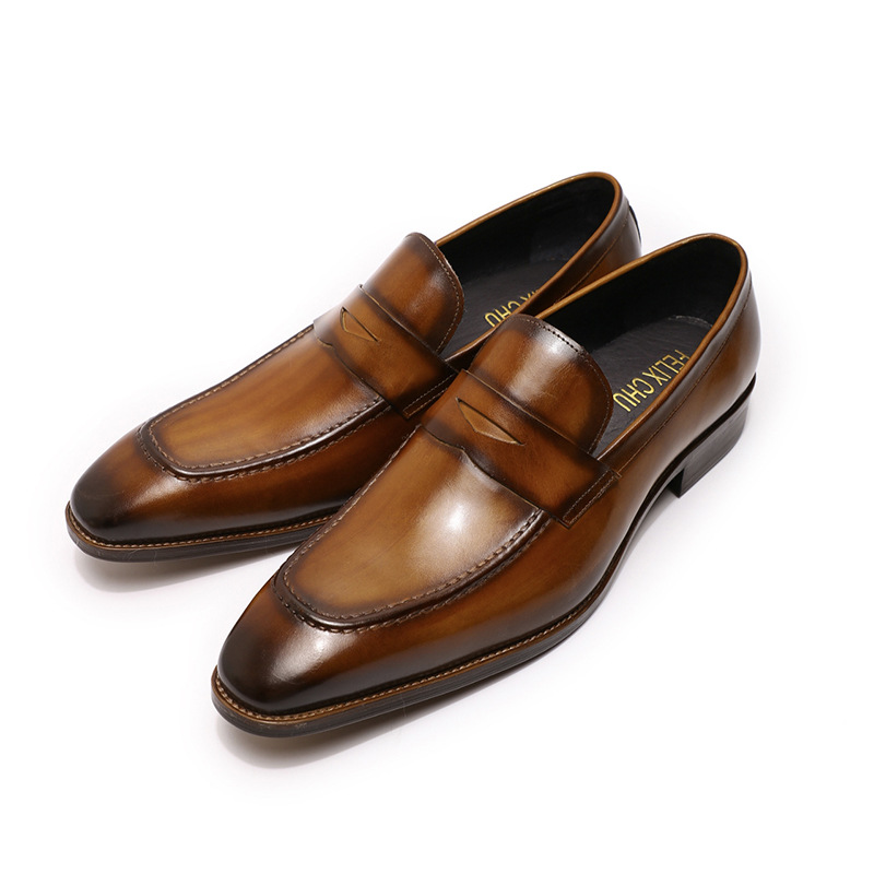 Penny Loafers Echtes Inneres Handgefertigtes Business High-End Herren Formelle Schuhe Amerikanische Größe Reines Leder_voghion.com