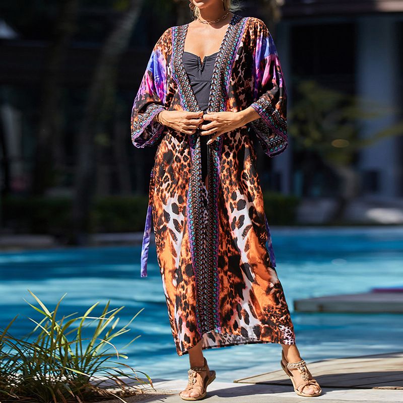 Strand-Kimono aus weicher Baumwolle für Damen – Leichter Sonnenschutz-Bademode-Überwurf für Urlaub, Pool, Bikini und Resort_voghion.com