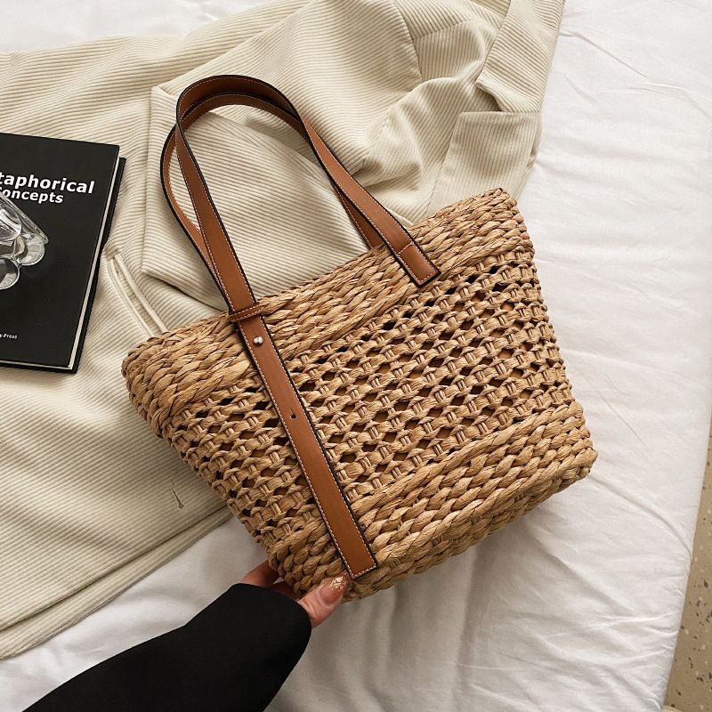 INS Forest Style Stroh Strand Handtasche für Frauen 2025 Frühling neue Single Schulter Tote Korb gewebte Tasche_voghion.com