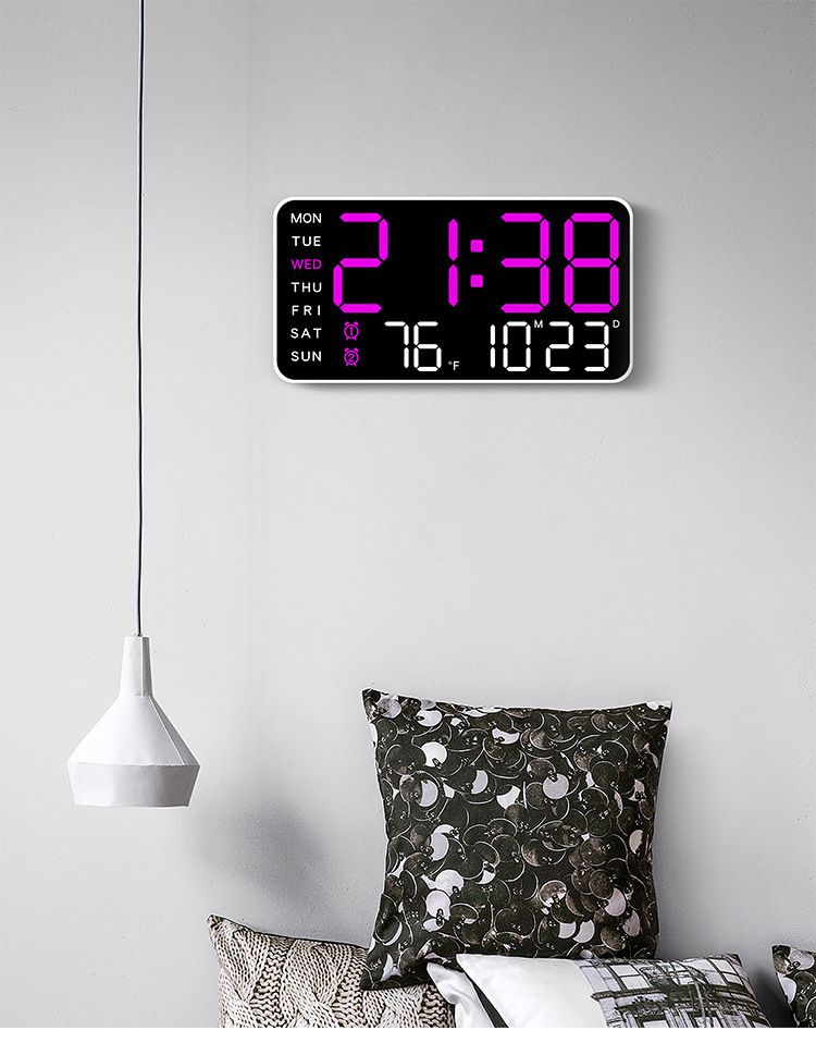 Rahmenlose elektronische multifunktionale und Stand-Dual-Use-einfache Digitalanzeige Wohnzimmer Wanduhr 6659_voghion.com