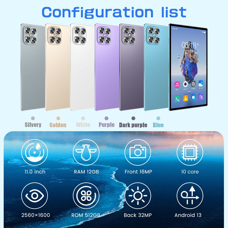 10,1 Zoll K11 Tablet mit 4G LTE, Octa-Core-Prozessor, 32 GB Speicher, Dual-SIM, Bluetooth, GPS – Weiß/Grau/Blau/Lila/Gold_voghion.com
