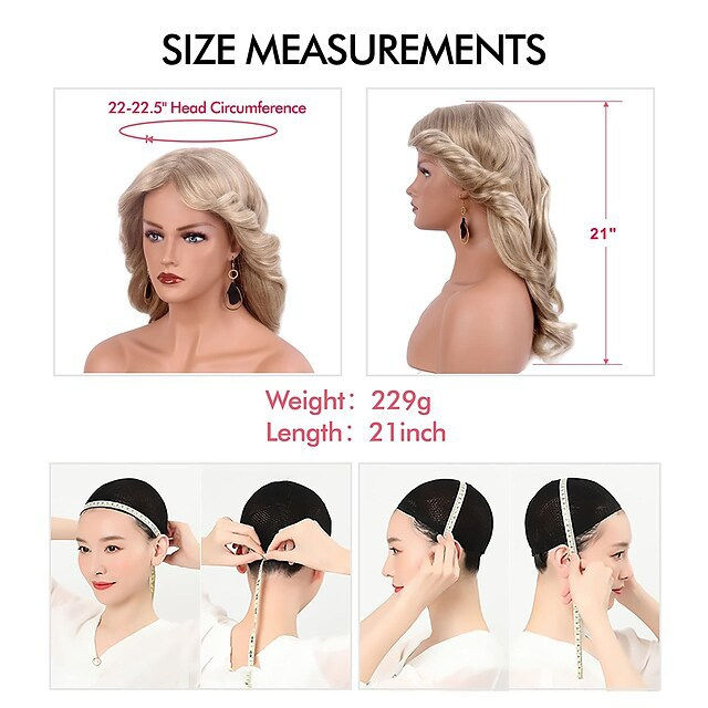 Synthetische Perücke für sexy Damenfrisuren mit goldenem, welligem Pony und langem, lockigem Haar_voghion.com