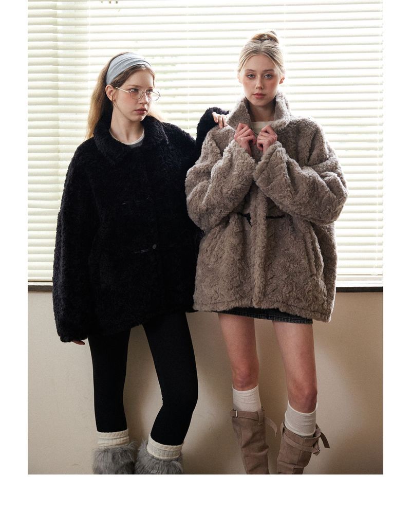 Beikastudios American Style Fleece-Lined For Women, New Autumn And Winter Eco-Friendly Stand Collar Fur Coat_voghion.com