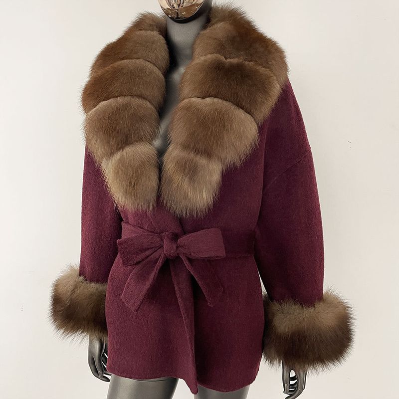 Luxuriöser doppelseitiger Wollmantel mit Fuchspelzkragen – Übergroßer Damen-Wintermantel, eleganter mittellanger Trenchcoat für Freizeit und Büro_voghion.com