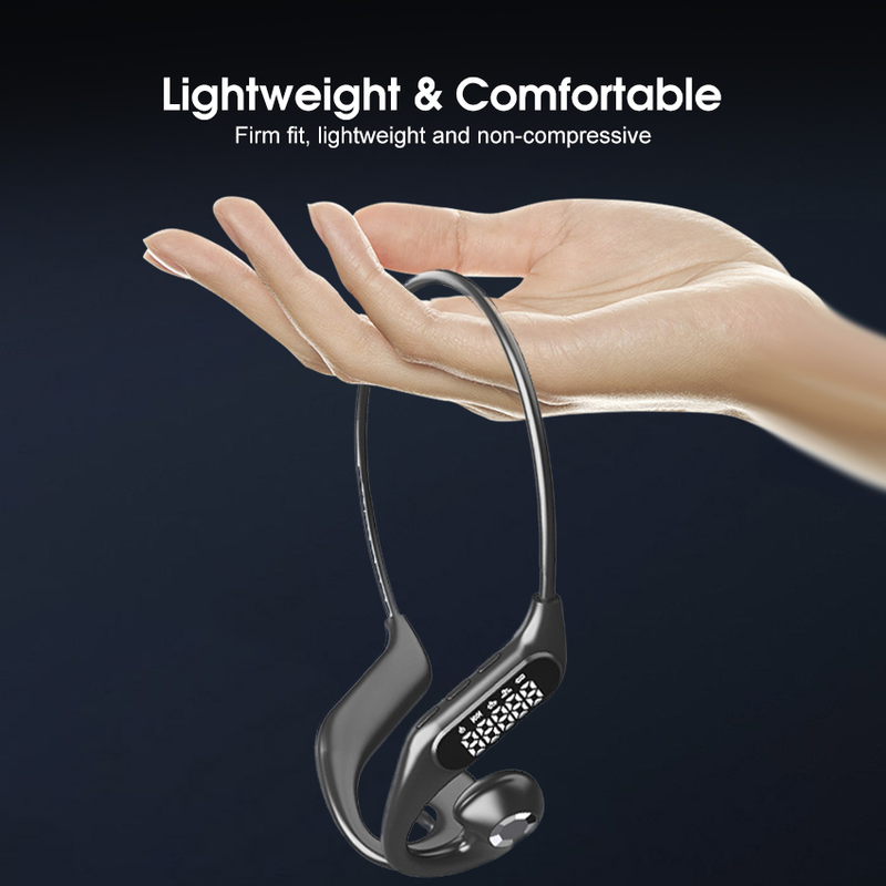 Mini Born Bone Conduction Earphone Wireless Bluetooth 5.3 Step Counting Headset Non-In-Ear Earbuds Gaming Music Modes LED Display for Running Bicycli_voghion.com