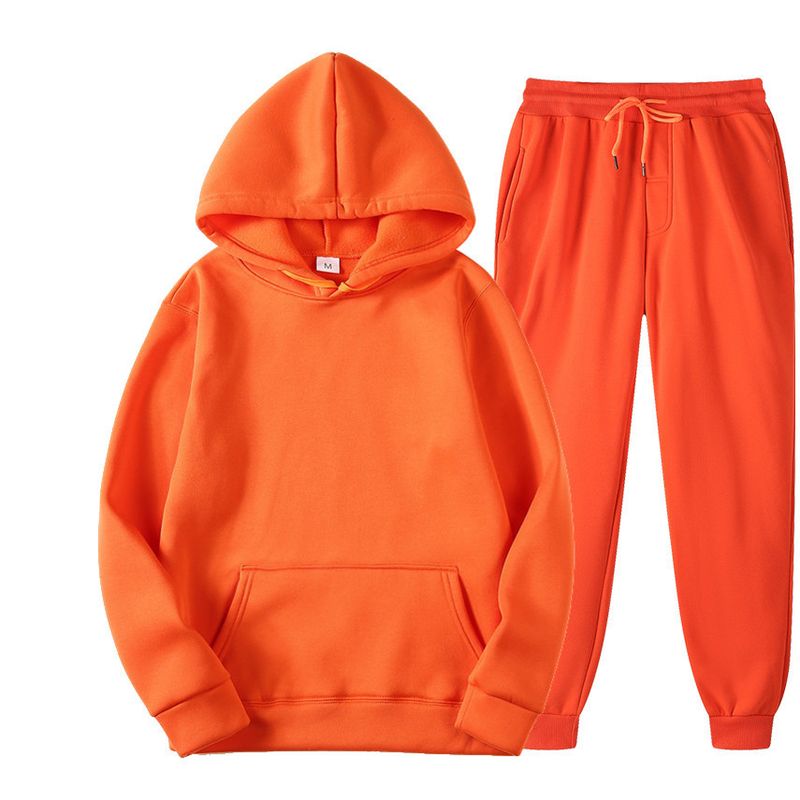 Sweat à capuche en polaire pour hommes, ensemble de pull de sport de couleur unie, à la mode, nouvelle collection 2024_voghion.com