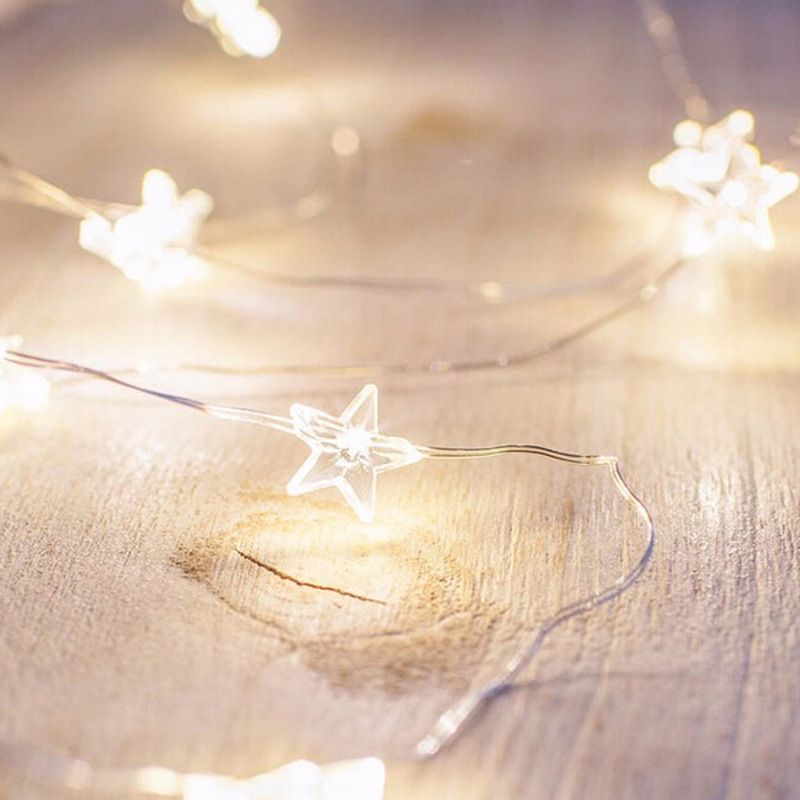 Luci a forma di stella con filo di rame, decorazione creativa per bottiglie, strisce luminose, mini luci natalizie con filo d'argento_voghion.com