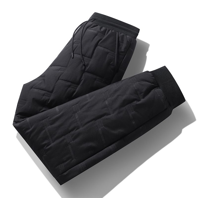 "Men's Fleece-Lined Winter Pants – Thickened Polyester Thermal Joggers With Elastic Waist (Black, M-5XL)"_voghion.com