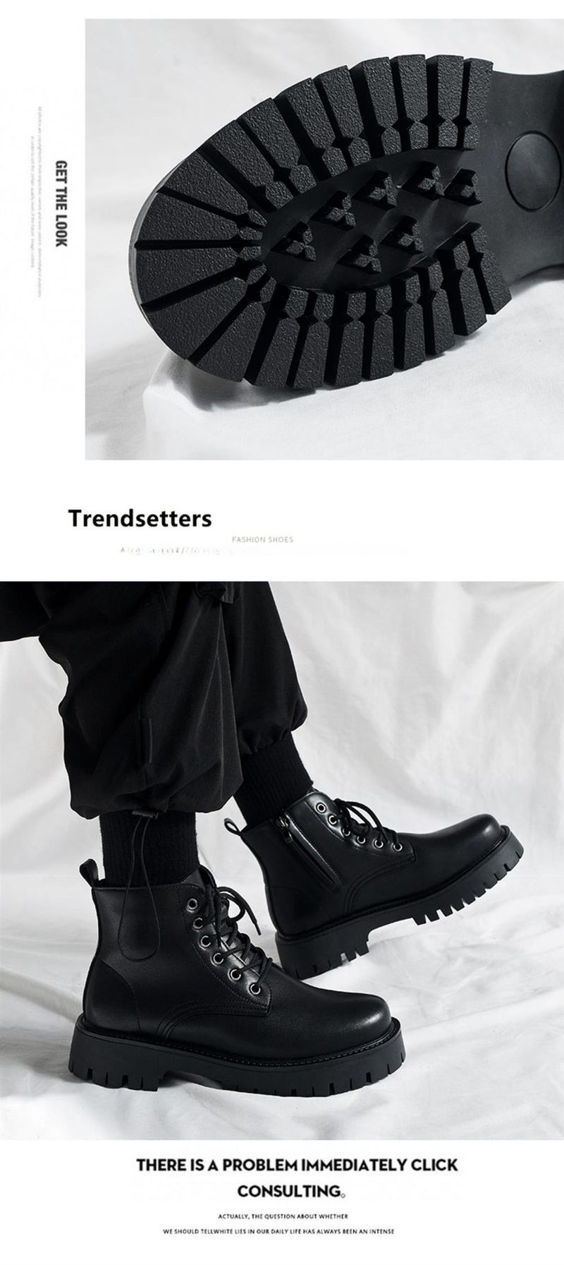 Chef Men's Shoes Spring Non-slip Waterproof Kitchen High-top Leather Boots Black Casual Leather Shoes Spring Sports Martin Trendy Shoes_voghion.com