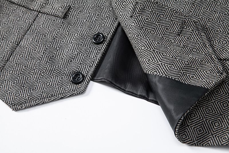 Herrenbekleidung Frühling Neue Herren Fischgrätenanzugweste Retro Revers Einreihige Freizeitweste Herrenbekleidung_voghion.com
