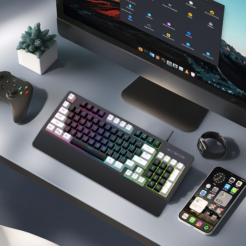 2023 Nytt 93 Tynnfilm Kablet RGB Glow Game Keyboard ABS Dual Color Injection Molding Keycap Multi Key Conflict Free_voghion.com