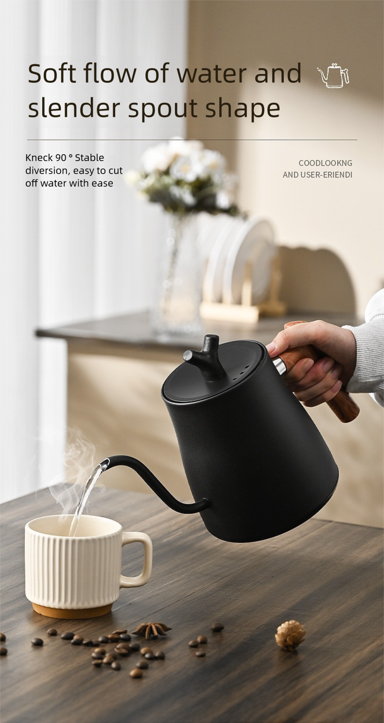 Bollitore elettrico a collo d'oca - Bollitore per caffè di precisione con controllo della temperatura, infusione in acciaio inossidabile_voghion.com