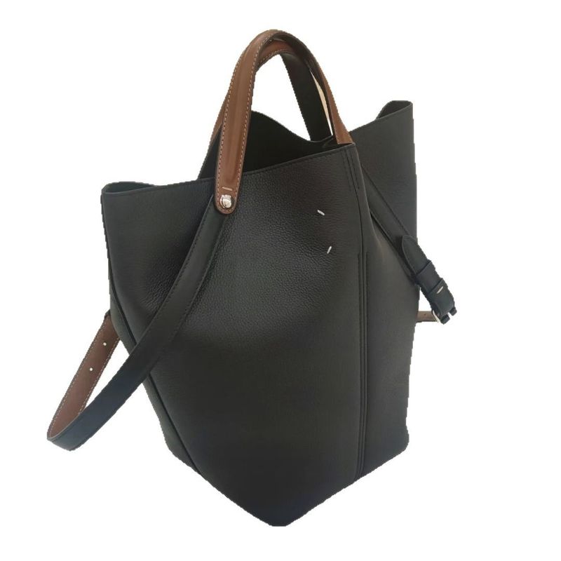 Margiela 25, nuova borsa a secchiello in pelle di vacchetta con strato superiore, semplice e di grande capacità, borsa a tracolla con una sola spalla, per donna_voghion.com