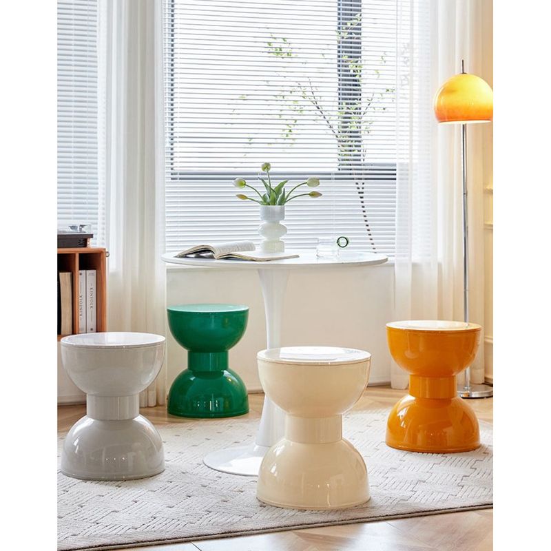 Mesa de centro nórdica de plástico color crema para comedor, sala de estar, pequeña y creativa, redonda, para entrada, cambiador de zapatos_voghion.com
