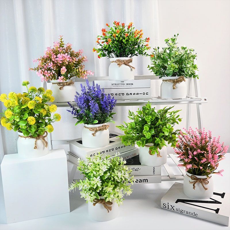 Blummen, Plastikblummen einfach simuléiert Topfplanzen, Wunnzëmmer Interieur Heemdekoratiounen, Schreifdëschdekoratiounen_voghion.com