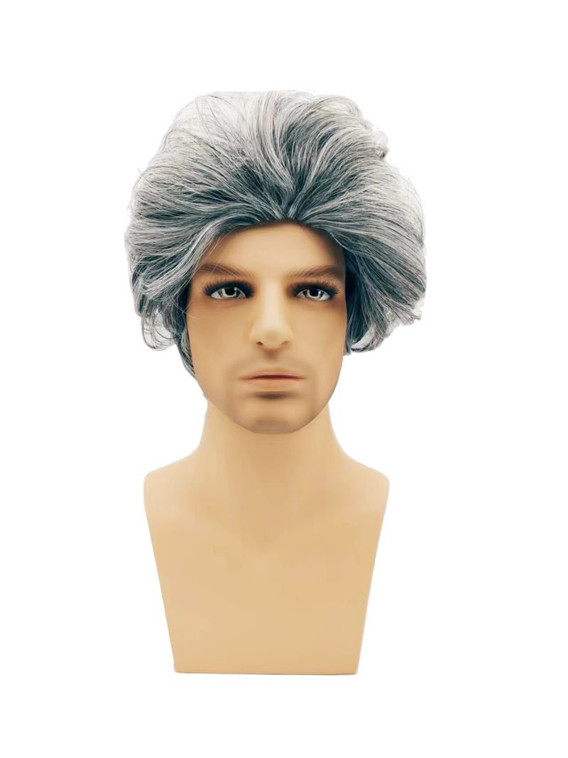parrucca da nonno cosplay hot, accessori per costumi di Halloween, calvo, anziano, capelli corti, grigio, copricapo_voghion.com