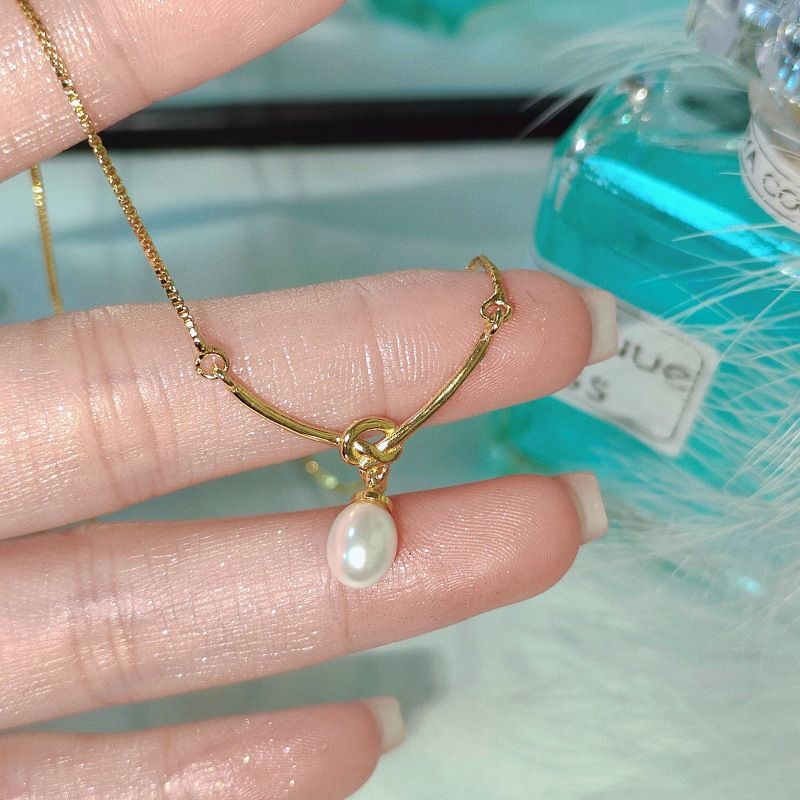 Liluo New S Pure Silver Pearl Necklace Accessory For Women, Non-Fading, High-End Feel, Versatile Spring/Summer Clavicle_voghion.com