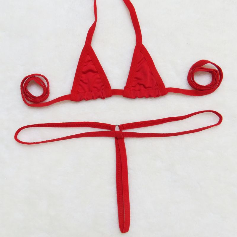 Dessous Mini Badeanzug Damen Bademode Lady Sexy Durchsichtiger BH Höschen Dreipunkt-Bikini-Anzug_voghion.com