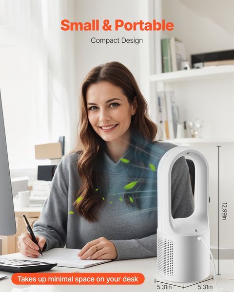 Portable Desk Bladeless Fan 12.99' 6-Speed Quiet Table Fan For Bedroom & Office_voghion.com