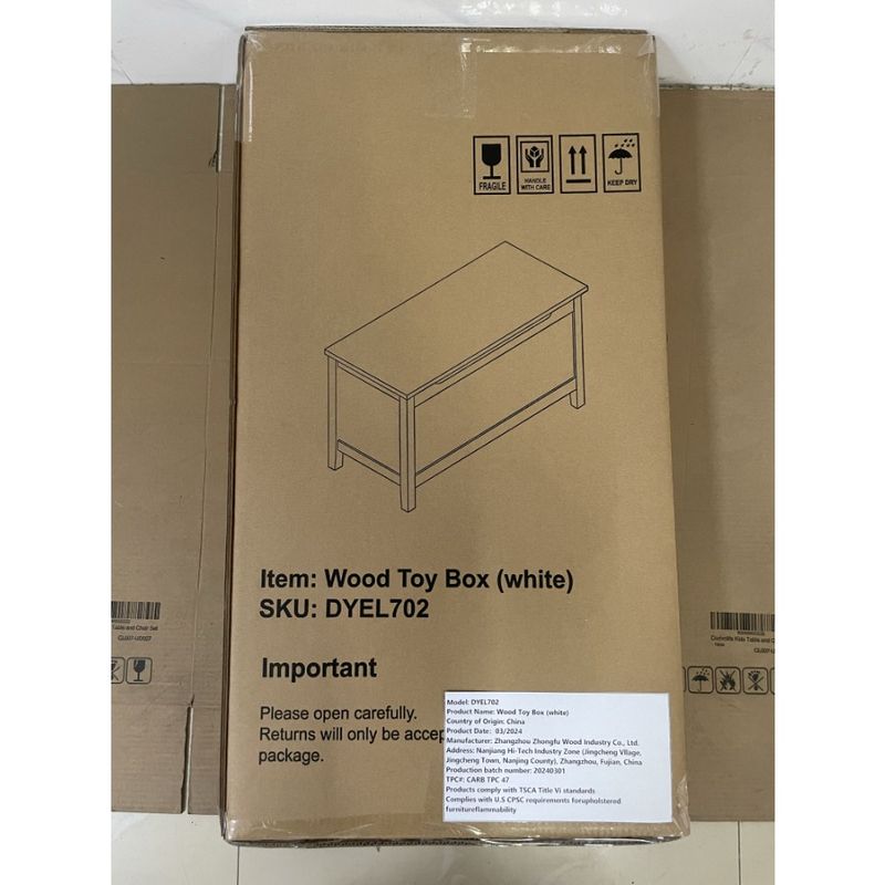 Contenitore di sicurezza con coperchio e cerniera bianco per giocattoli in legno, età 2+_voghion.com