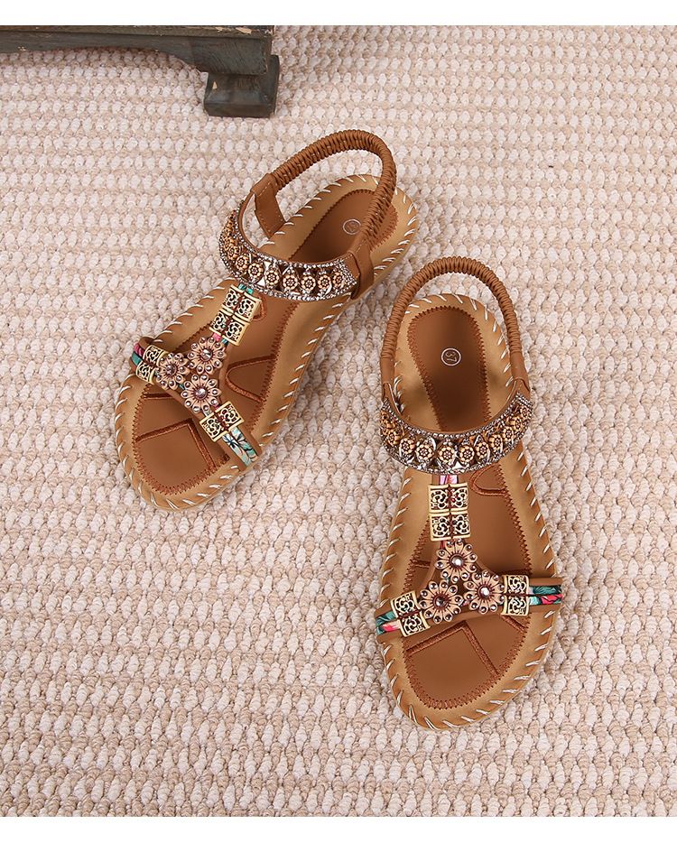 Sandal Female Summer Rhinestones Flat Round Head Fish Mouth Open Toe Cool_voghion.com