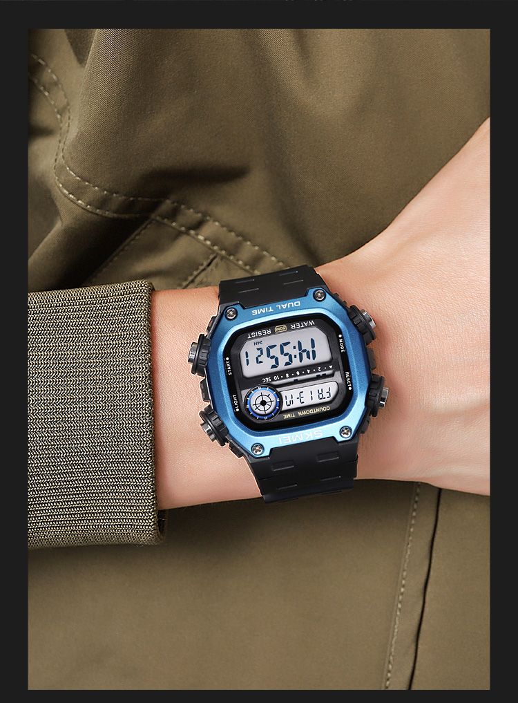 Digitale Sport- und Militäruhren für Damen und Herren, modisch, wasserdicht bis 5 Bar, Stoppuhr, Wecker, Hintergrundbeleuchtung, Countdown-Funktion_voghion.com