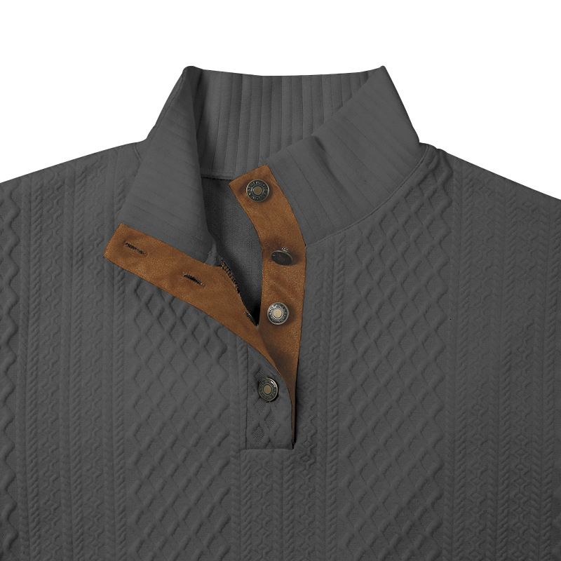 "Maglione da uomo in jacquard 3D – Collo alto con mezza zip (leggero, design strutturato)"_voghion.com