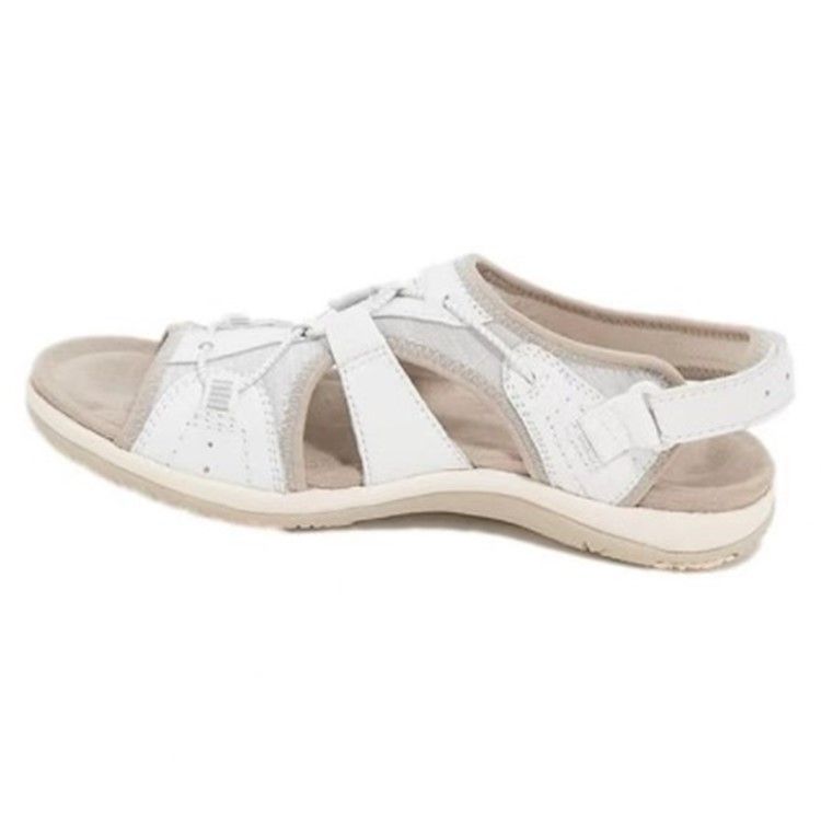 2025 New Roman Slope Heel Round Toe Velcro Fashion Large Beach Solid Color Sandals For Women_voghion.com