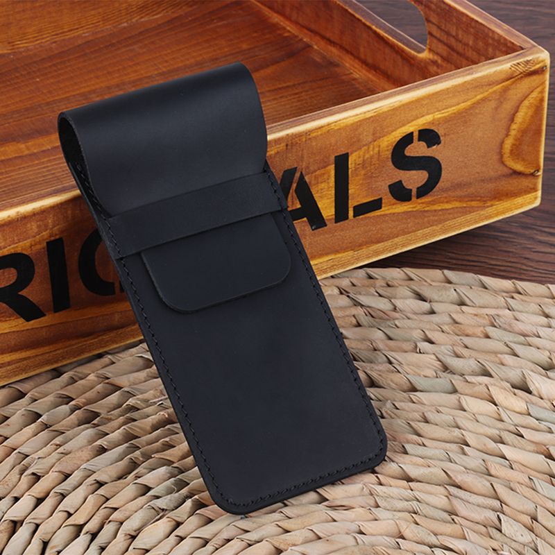 Estuche para lápices de cuero genuino personalizado, retro, hecho a mano, de cuero de Caballo Loco, primera capa de piel de vaca, estuche para bolígrafo, funda protectora creativa en stock_voghion.com