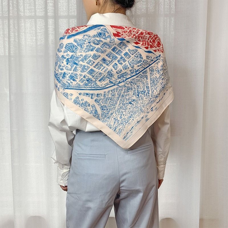 City Of Steeds Suzy Bedrucktes Seidentuch (90 cm) im gleichen Stil, klein, für Damen, Sonnenschutz, großes quadratisches Kopftuch_voghion.com