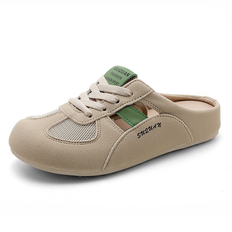 K3907 Ciabatte a punta chiusa da donna, stile di alta qualità, nuove pantofole piatte in rete singola del 2025_voghion.com