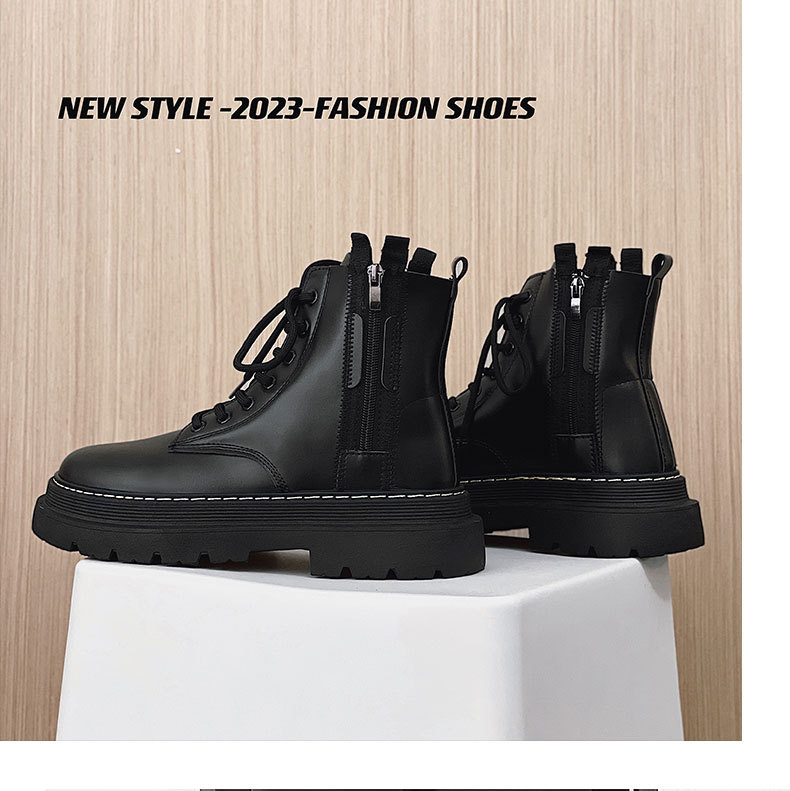 Scarpe da uomo, stivali Martin, stivali da motociclista in stile britannico, stivali alti in pelle, stivali alla moda per l'autunno e l'inverno, stivali da lavoro di grandi dimensioni_voghion.com