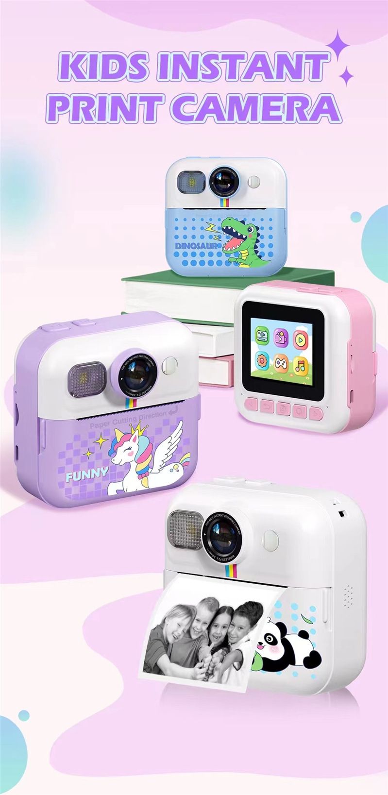 【High Quality】 New Polaroid Photo Capable, Printable, HD Front And Rear Dual Camera, Recordable Children's Camera_voghion.com