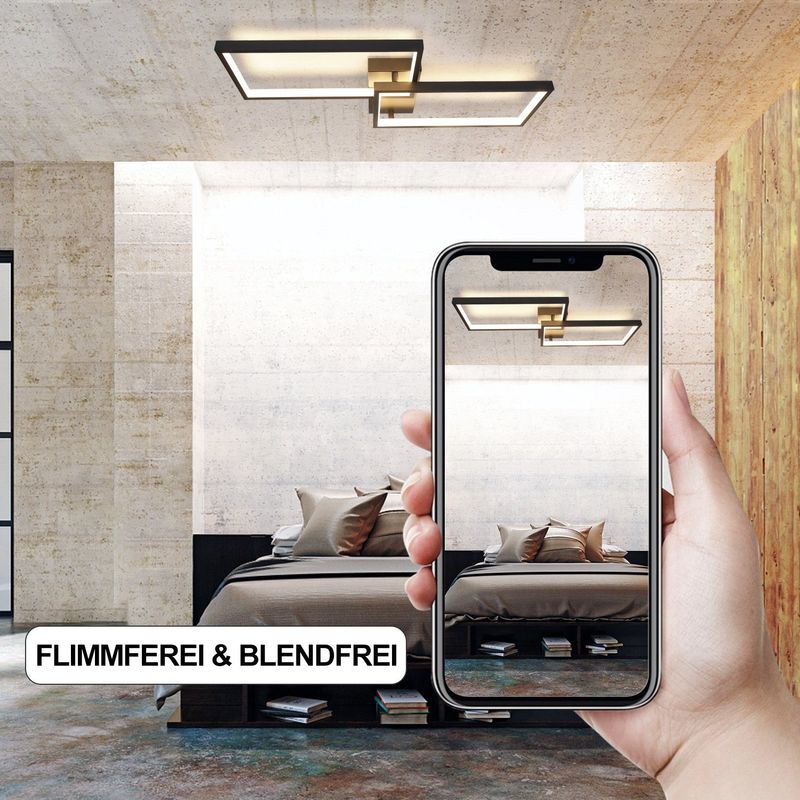 Glitzerlife Deckenlampe LED Deckenleuchte Schwarz - 40W Wohnzimmerlampe Dimmbar Mit Fernbedienung Aus Metall Modernes Design Für Esszimmer Arbeitszimmer Küche_voghion.com