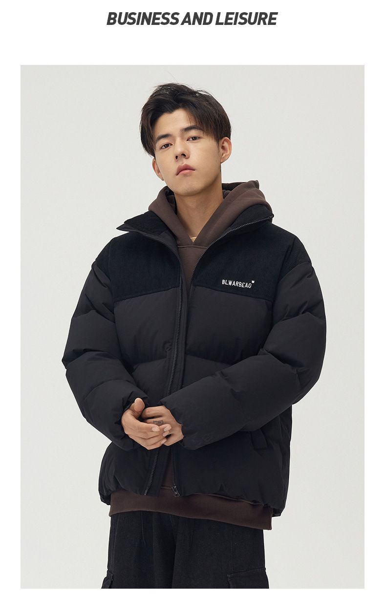 Piumino corto da uomo – Cappotto invernale con cappuccio verde militare/nero/kaki con 80% piumino d'anatra bianco (S-3XL)_voghion.com