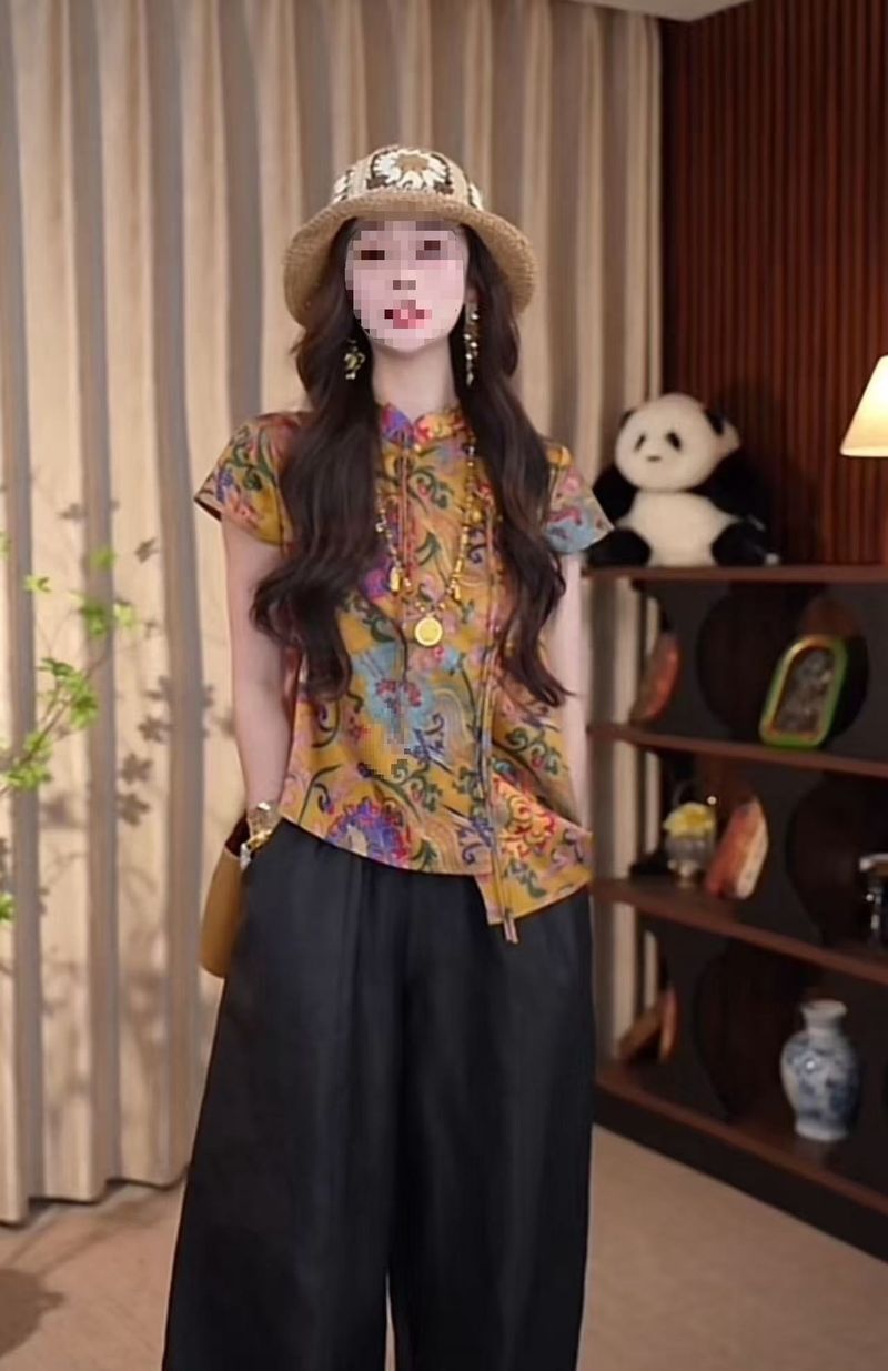 Schickes GraceChic GraceChic GraceChic Jacquard-Hemd im chinesischen Stil für Damen Sommer 2025 Neues europäisches Bestseller-Hemd in Übergröße mit figurformendem Effekt_voghion.com