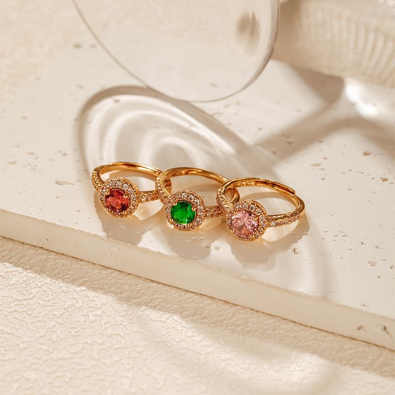 Anello di lusso leggero in zircone, vero oro galvanizzato, colore che preserva la trama del metallo, anello retrò francese, temperamento attivo, anello turchese_voghion.com