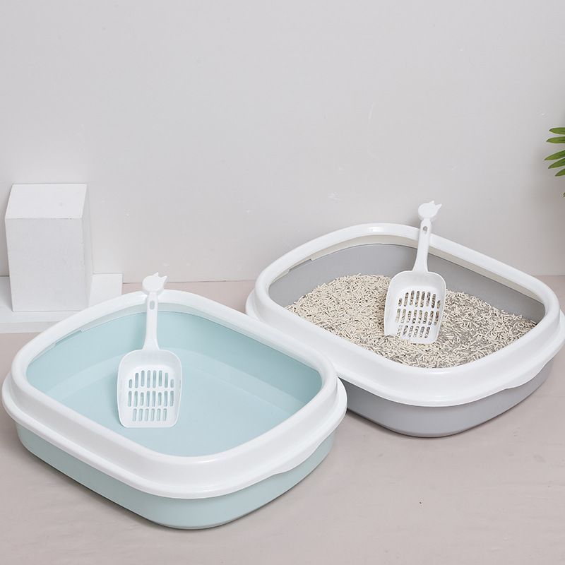 Grote halfgesloten kattenbak met anti-spatlaag in Scandinavische stijl, kattenbakschep, huisdierbenodigdheden_voghion.com