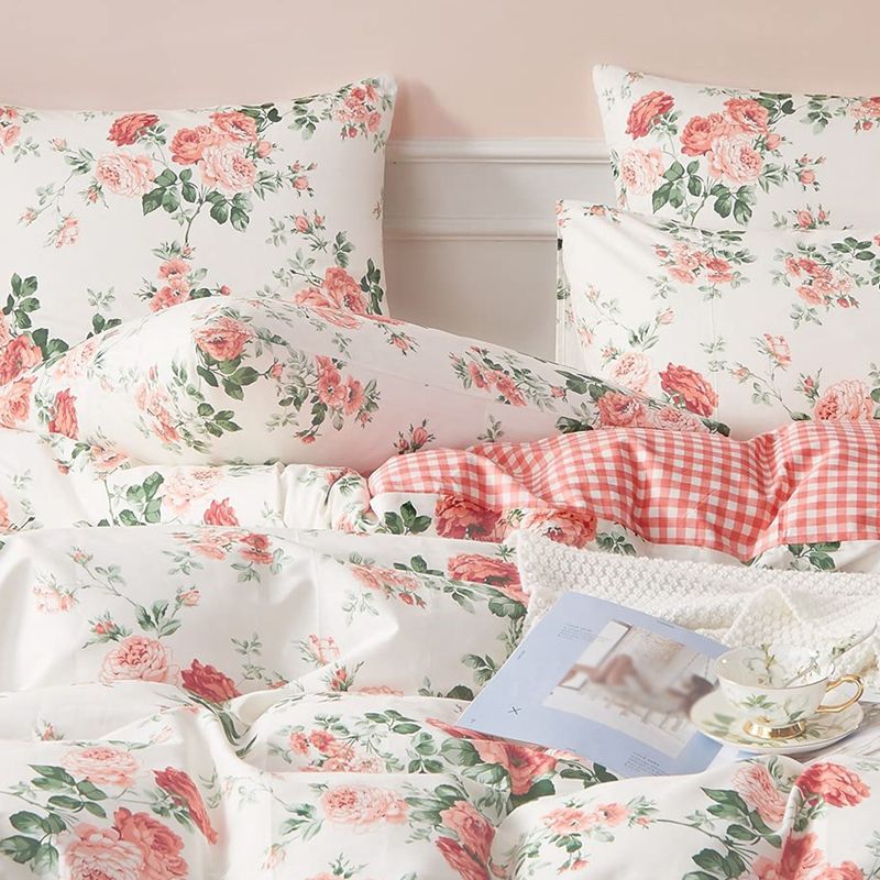 Set copripiumino 3 pezzi - Set di biancheria da letto in poliestere spazzolato con stampa floreale, ultra morbido, matrimoniale king size, 2 federe, antipiega e traspirante_voghion.com